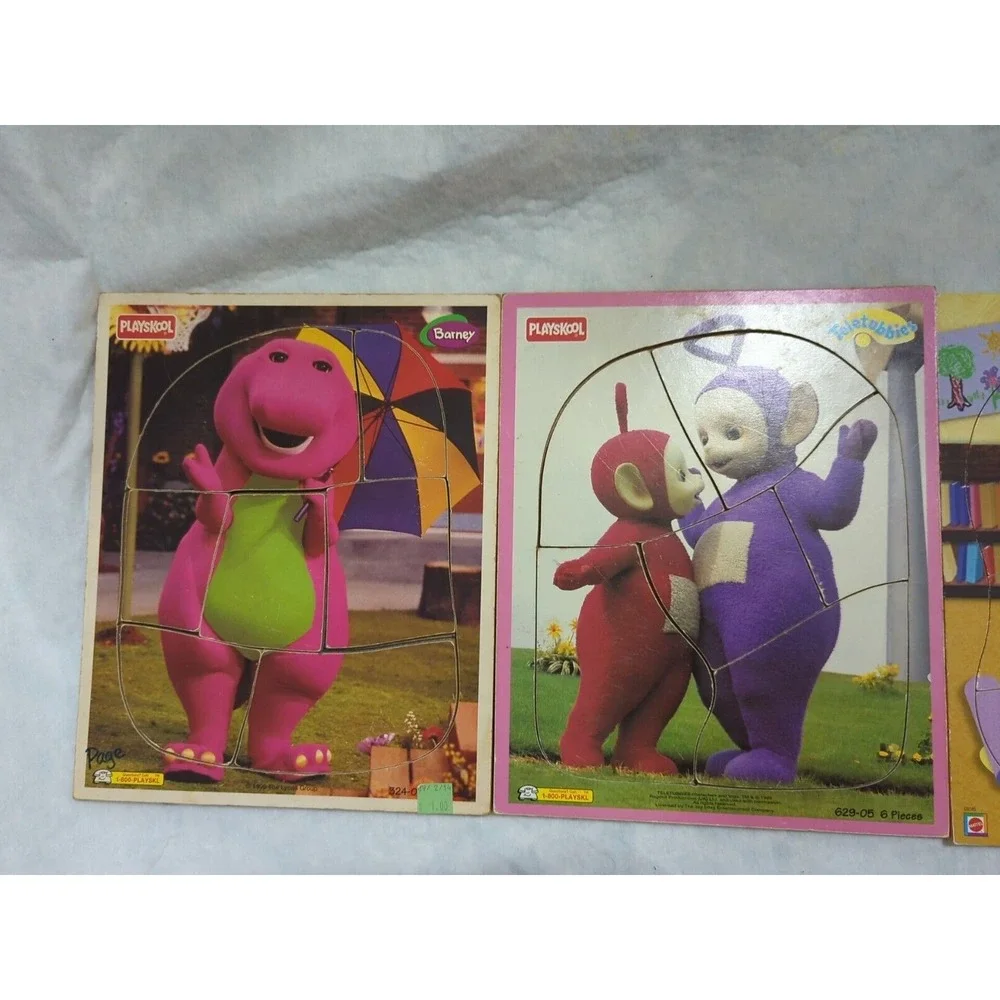 Barney Blues Clues Teletubbies Playskool Swim Wooden Puzzles Vintage lot